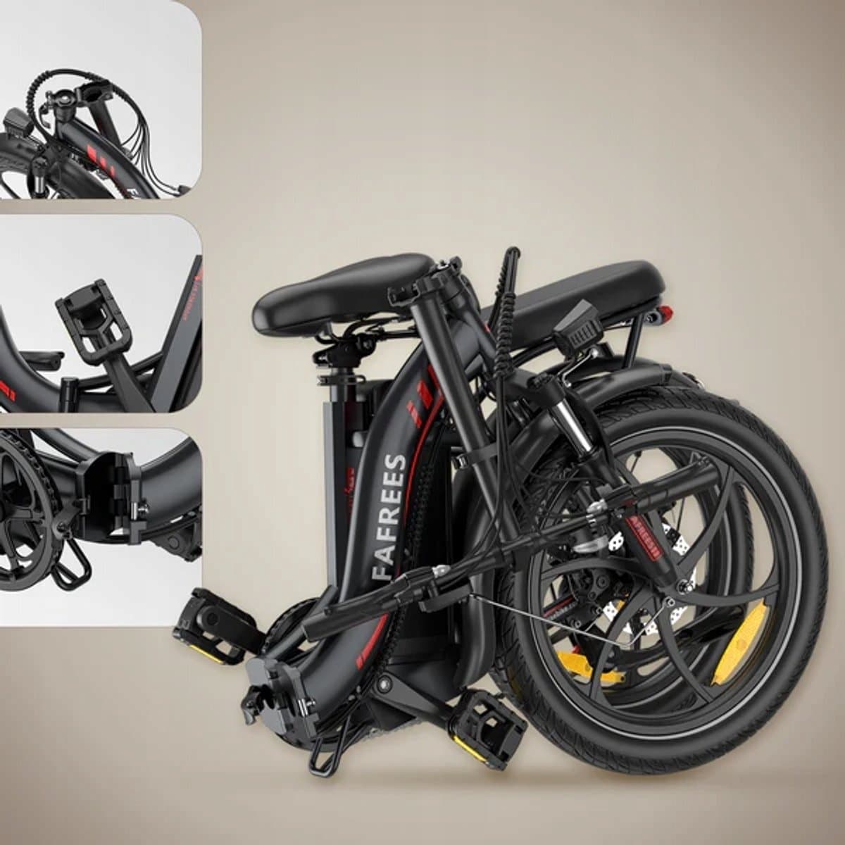 Fafrees F20+ Opvouwbare E-Bike Wit, 25km/h Max Snelheid, 20Ah Accu & 250W Motor, 90km Actieradius, 7 Versnellingen Shimano, 20x3.0 Robuuste Banden, 160mm Schijfremmen, Voorvering, LED Koplamp/Achterlicht thumbnail 4