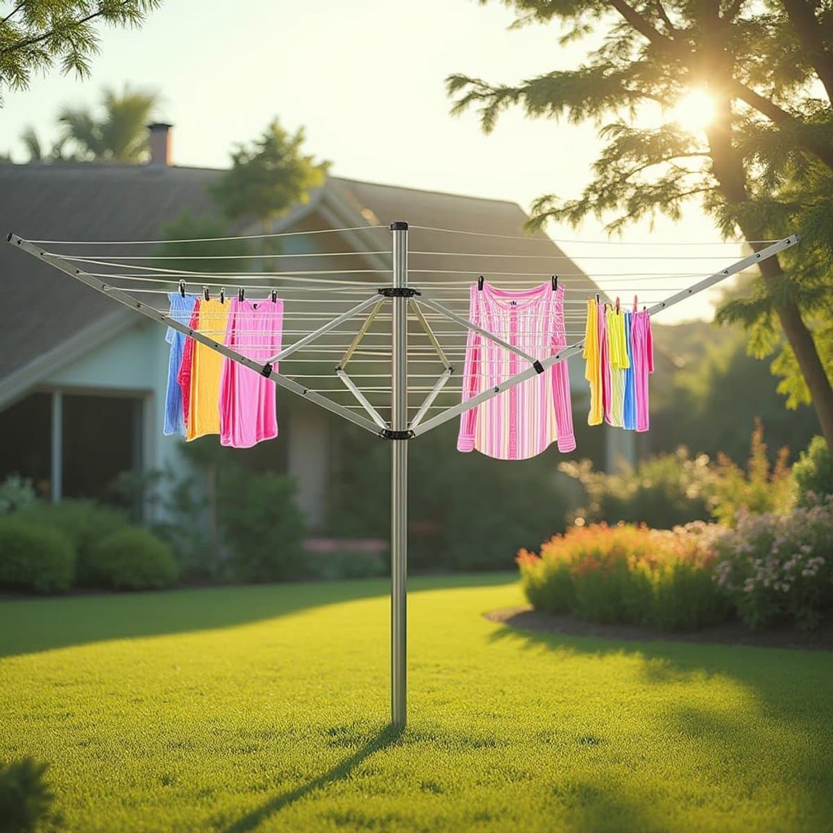 Droogmolen Tuin - Wasrek Buiten - Kleding Drogen - Hoogte Verstelbaar - 50 Meter Lijn - Zilver thumbnail 7