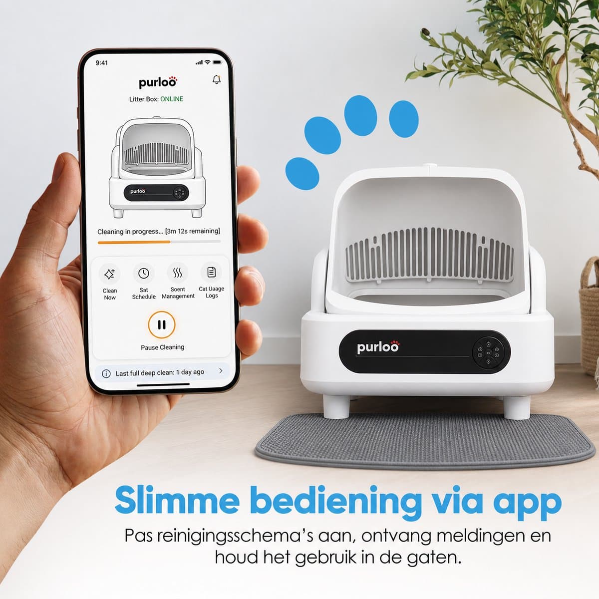 Purloo Automatische Kattenbak 65L XXL - Zelfreinigend + 100 Zakjes en Grindmat thumbnail 4
