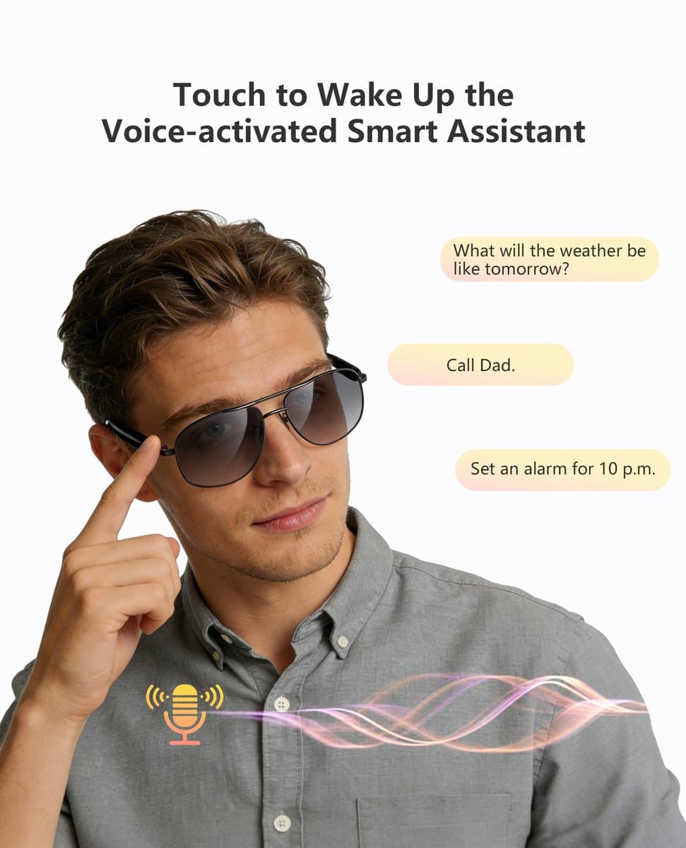 Blackview D1 Pro Bluetooth Zonnebril - Smart Glasses - Spraakgestuurde AI-assistent - Ingebouwde Speakers voor muziek - handsfree bellen - Bluetooth 6.0 - IP54 - Zwart thumbnail 5