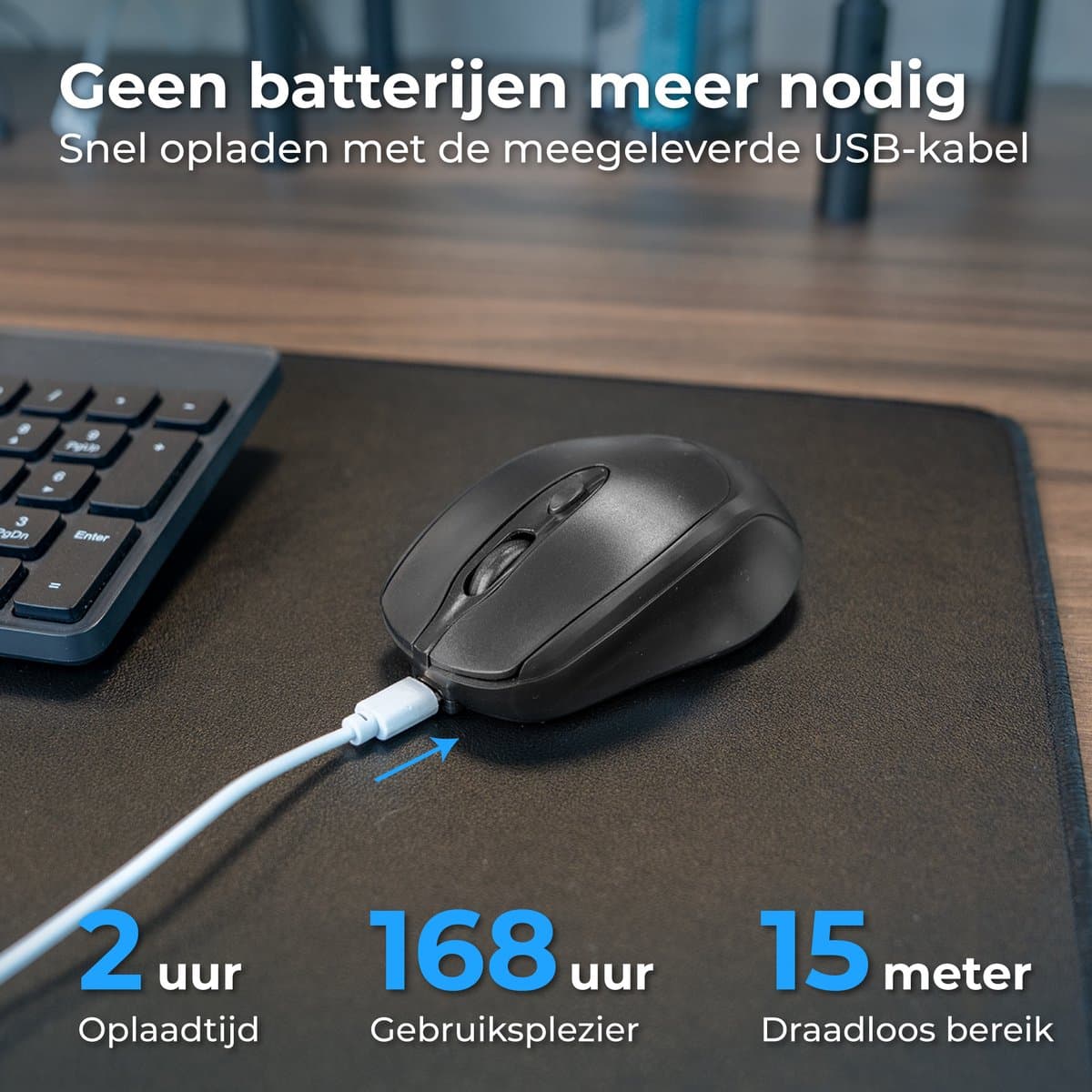 Nuvance Draadloze Muis - Bluetooth Muis - Muis Draadloos - Ergonomische Muis Rechtshandig & Linkshandig - Stil - Computermuis thumbnail 3