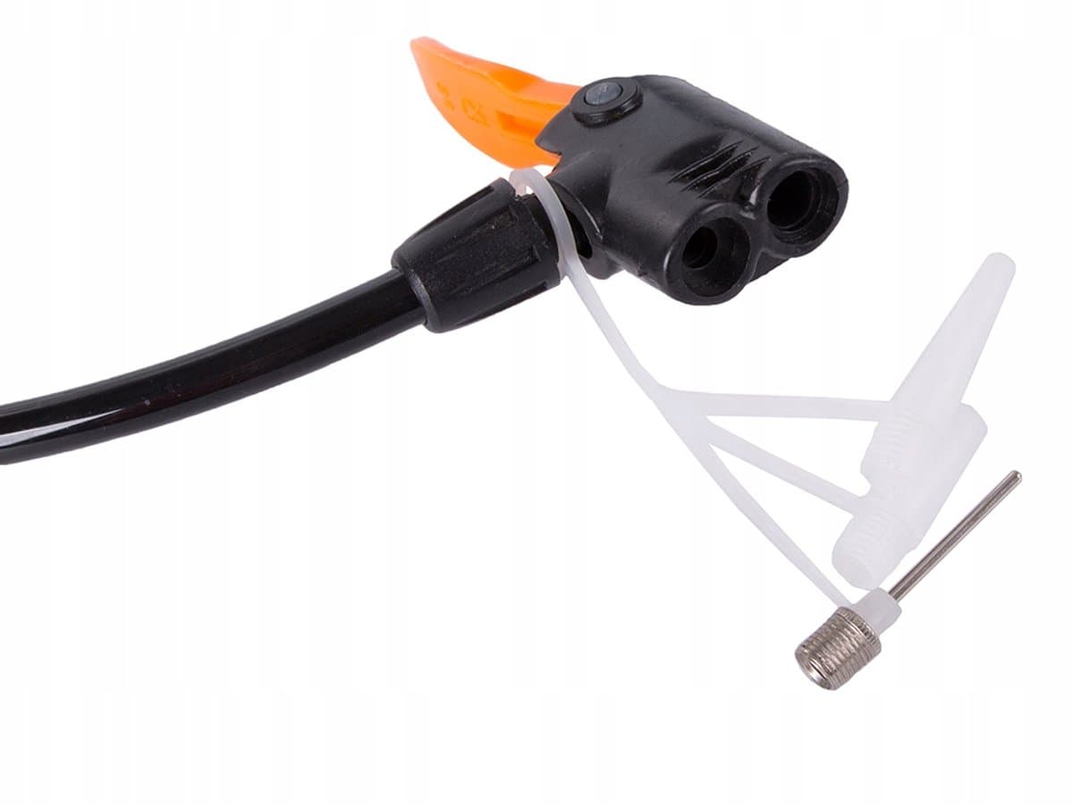 Dubbele Voetpomp met Manometer 150 PSI / 10 Bar – 2-Cilinder Fietspomp voor Auto, Motor, Fiets, Ballen en Luchtbedden – Inclusief 3 Opzetstukken – handmatige luchtpomp – auto accessoires – fiets accessoires – pomp met drukmeter – reispomp – 52656 thumbnail 2