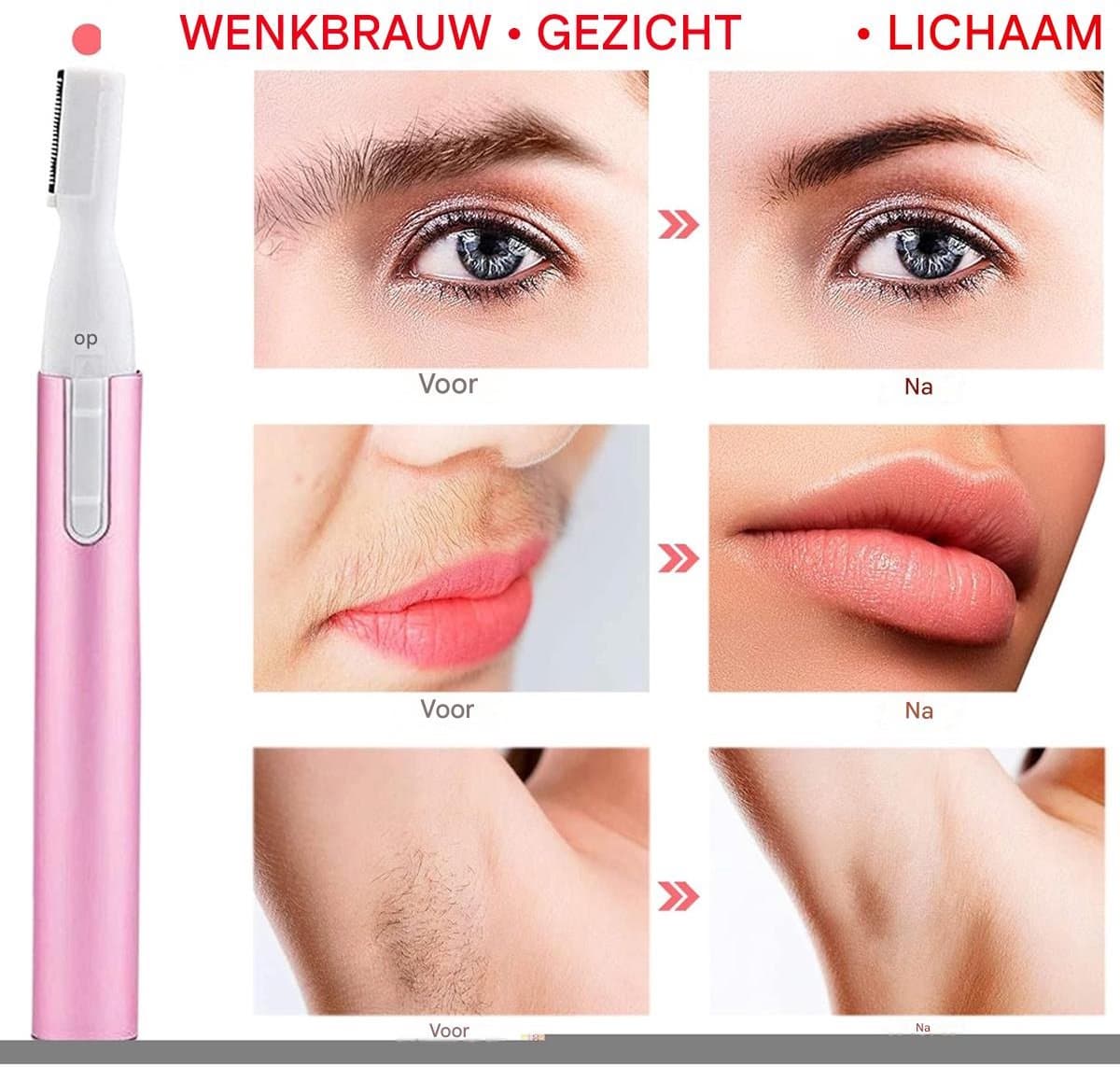 carmdering - Elektrische Wenkbrauw Trimmer | Precisietrimmer | Gezichtstrimmer I Wenkbrauw Epilator | Gezichtsepilator | Gezicht Ontharing | Trimmer I Roze thumbnail 8