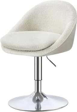 Productfoto van Verstelbare stoel - Draaibare kruk - Thuiswerken of kaptafel - Met rugleuning - 55 x 50 cm - Crèmewit