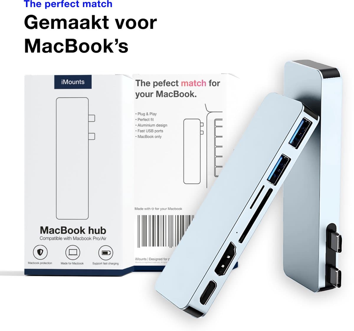 iMounts MacBook Air usb-c hub - HDMI - USB3.0 - SD reader - Air M3/M4/M5 - Sky Blue / Hemelsblauw thumbnail 6