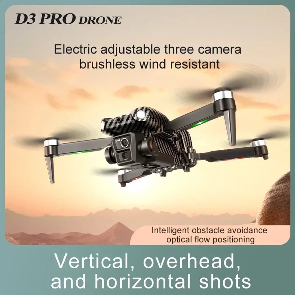 D3 Professional Mini Drone, Obstakelvermijding, Optische Stroompositie, RC Quadcopter, Geen GPS, 3 Camera's,8K thumbnail 2