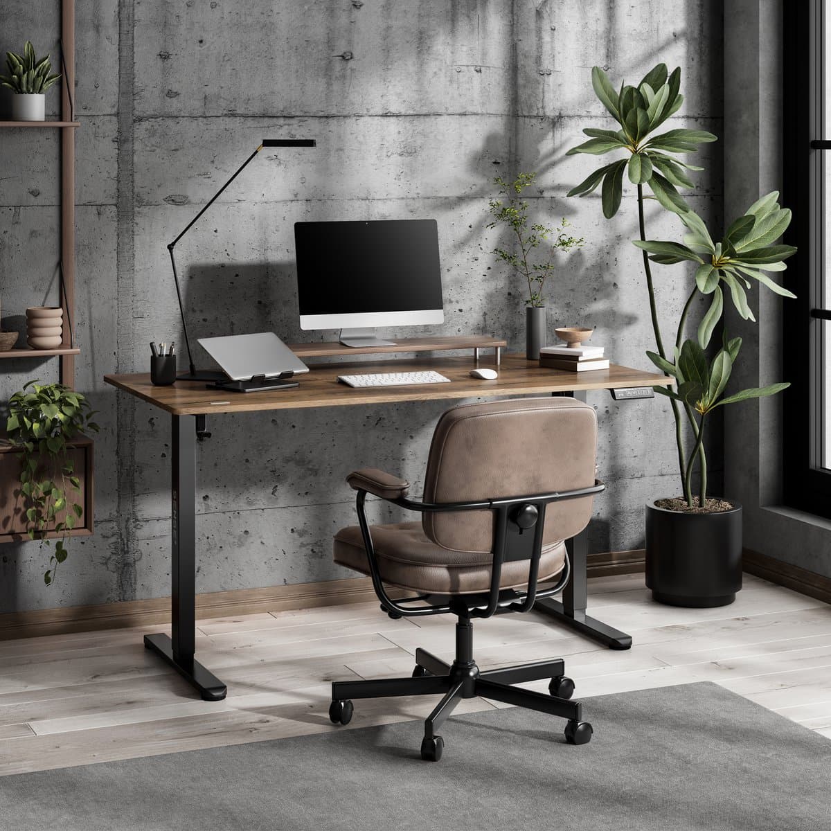 SENSE7 NOJO LIGHT - Zit Sta Bureau - 140 cm x 70 cm - Elektrisch bureau - Verstelbare bureau - Elektrische Hoogteverstelling, Hoogte 72-118 cm, Intelligent Bedieningspaneel, Donkerbruin thumbnail 4