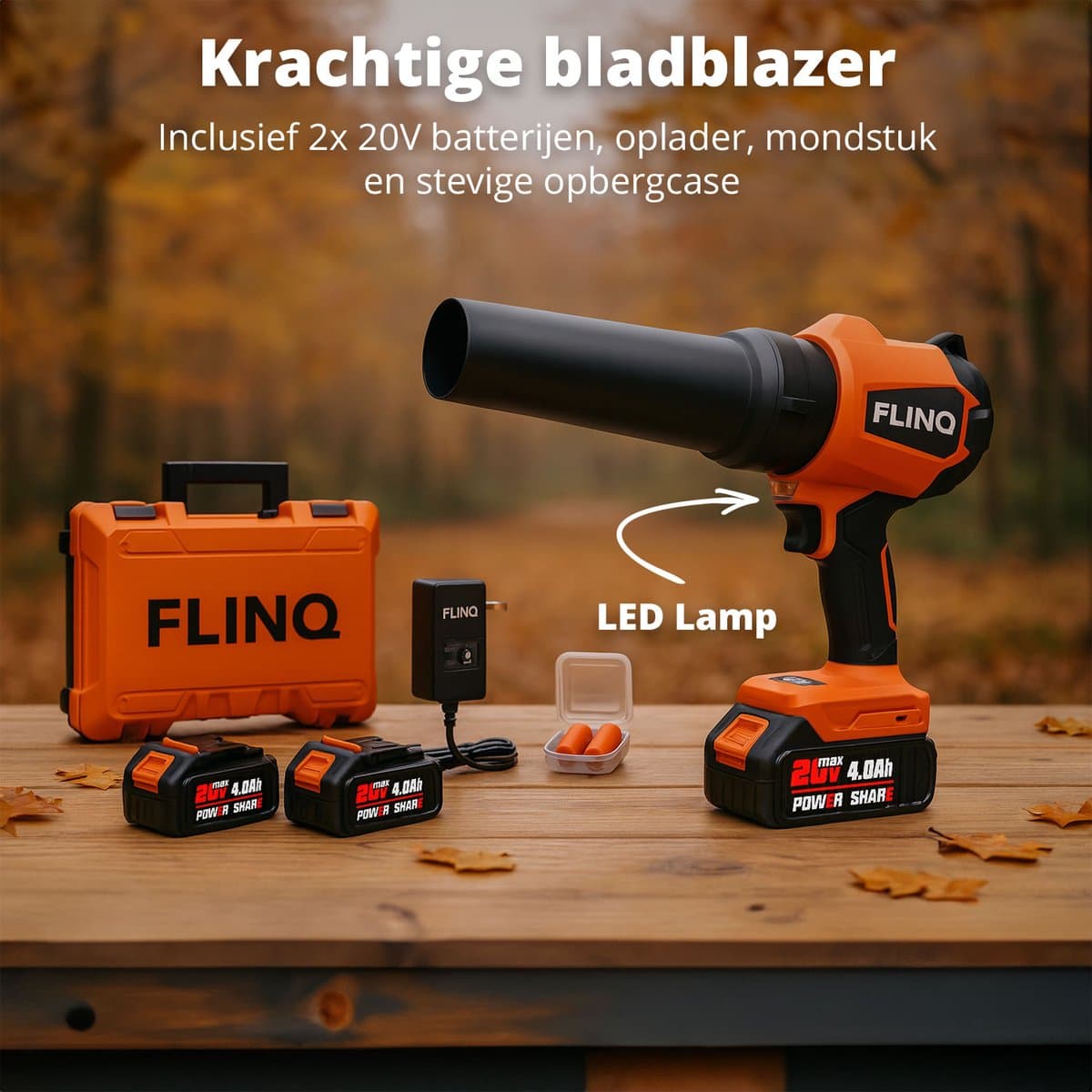 FlinQ Handblazer Premium - Draadloze Bladblazer met accu - Multi inzetbaar - Borselloze Motor - incl 2 accu's & oorbeschermers thumbnail 7