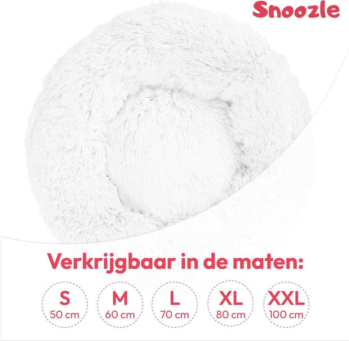 Snoozle Donut Hondenmand L - 70 cm - Fluffy Hondenmand Groot - Ronde Hondenmand Wit - Superzacht Hondenbed Medium - Anti-Stress Hondenkussen thumbnail 4