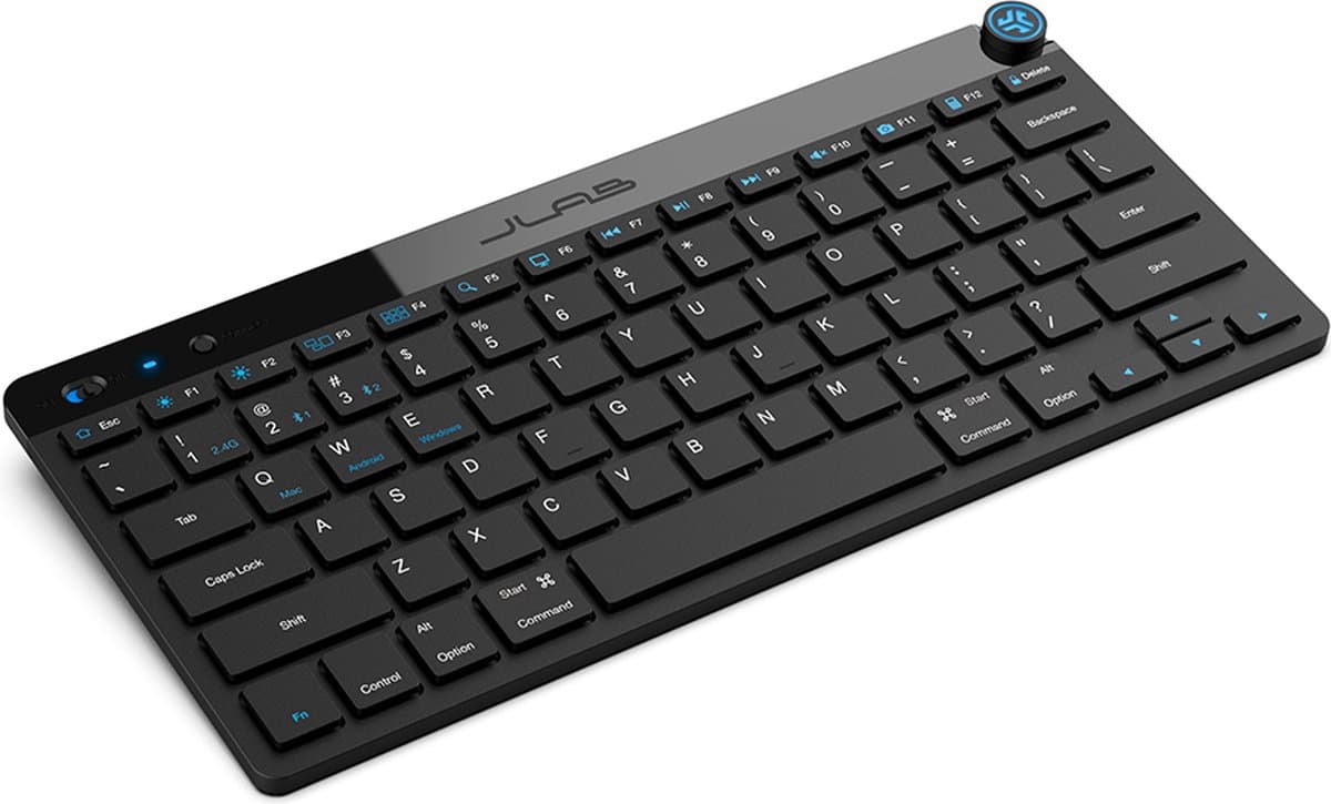JLab GO Draadloos Toetsenbord - Bluetooth of USB dongle verbinding - 3 Devices - Stille toetsen - Compact design - Volumeknop - Qwerty thumbnail 5