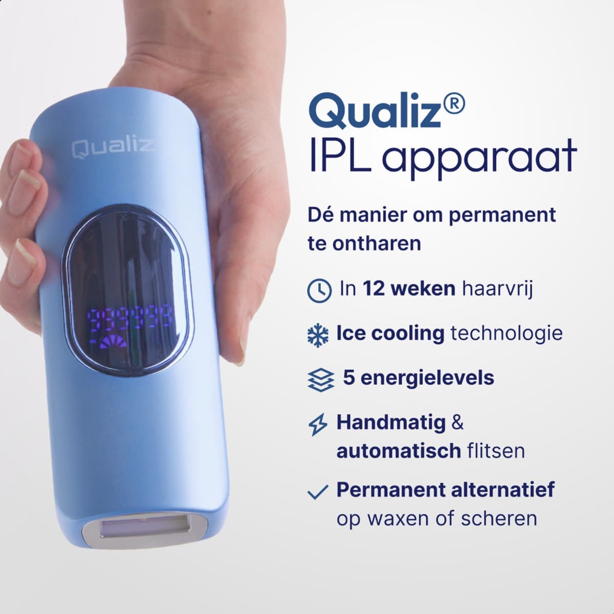 IPL Laser Ontharingsapparaat – Ice Cooling – 999.999+ Flitsen – Epilator Hele Lichaam – 5 Standen – Epileerapparaat Dames – Qualiz® thumbnail 2