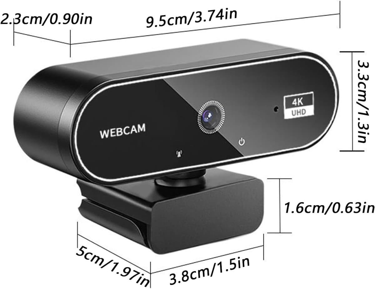 4K Webcam - Webcam Streamen - Zakelijk Vergaderen - Draadloze Monitor Gebruik - 2 Miljoen Pixels thumbnail 7