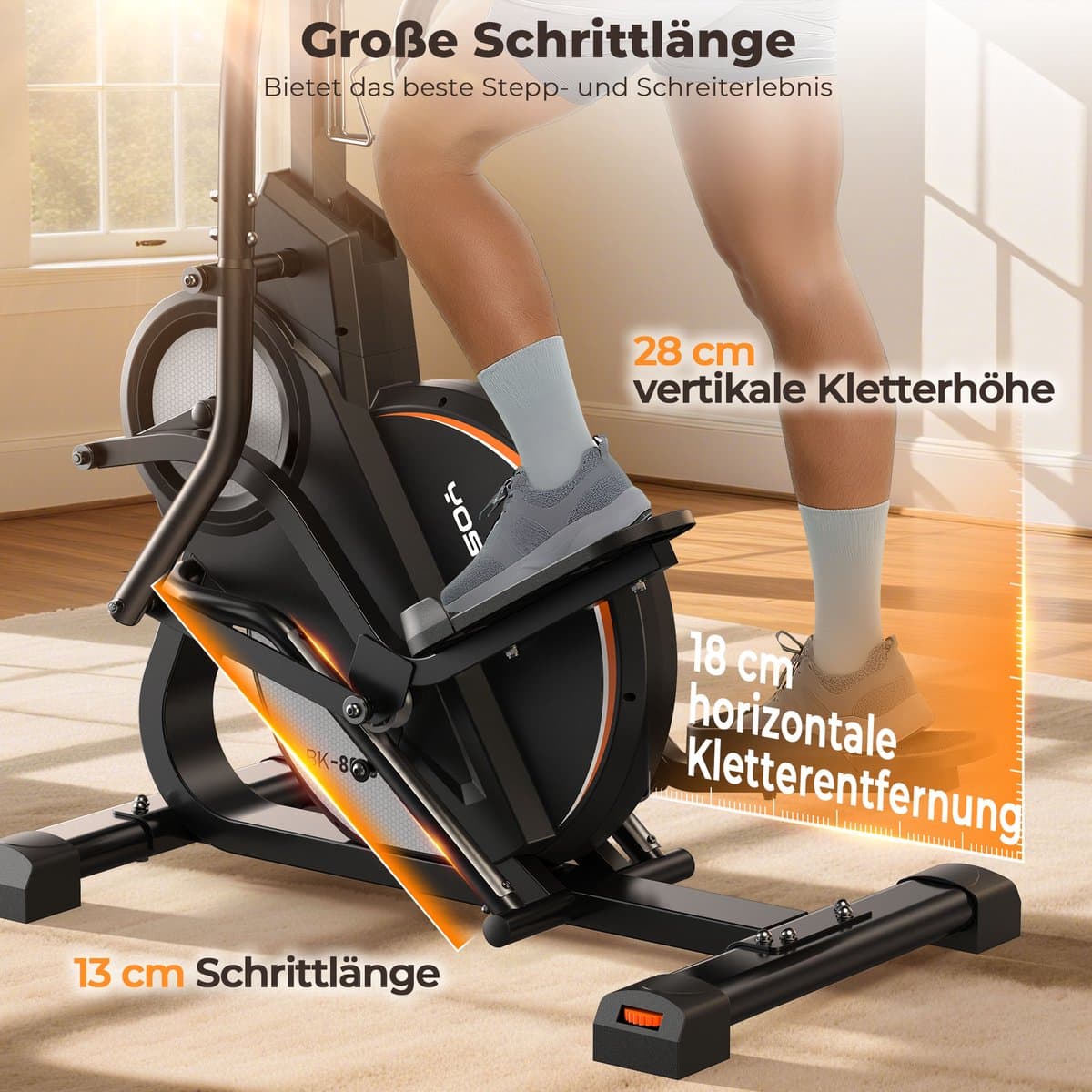 YOSUDA crosstrainer voor thuis – testwinnaar, 3-in-1 (ellipsentrainer + stepper + stairmaster), 16 weerstandsniveaus, 8 kg vliegwiel, ultrastil magneetweerstand, 45° helling, polssensor, LCD-monitor thumbnail 6