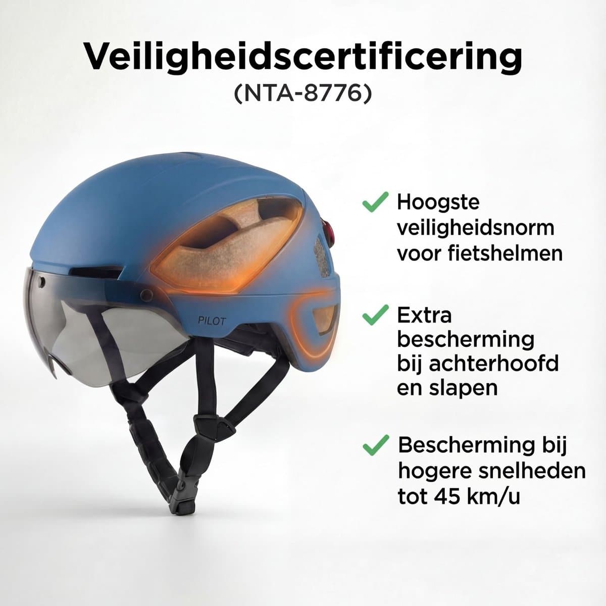 GOOFF® Pilot 3-in-1 Snorfiets Helm met Verlichting en Vizier - Speed Pedelec Fietshelm voor Volwassenen - NTA 8776 - Snorscooter Helm met LED Licht - Goedgekeurd voor Blauw Kenteken en E Bike - Dames en Heren - L - Matblauw thumbnail 2