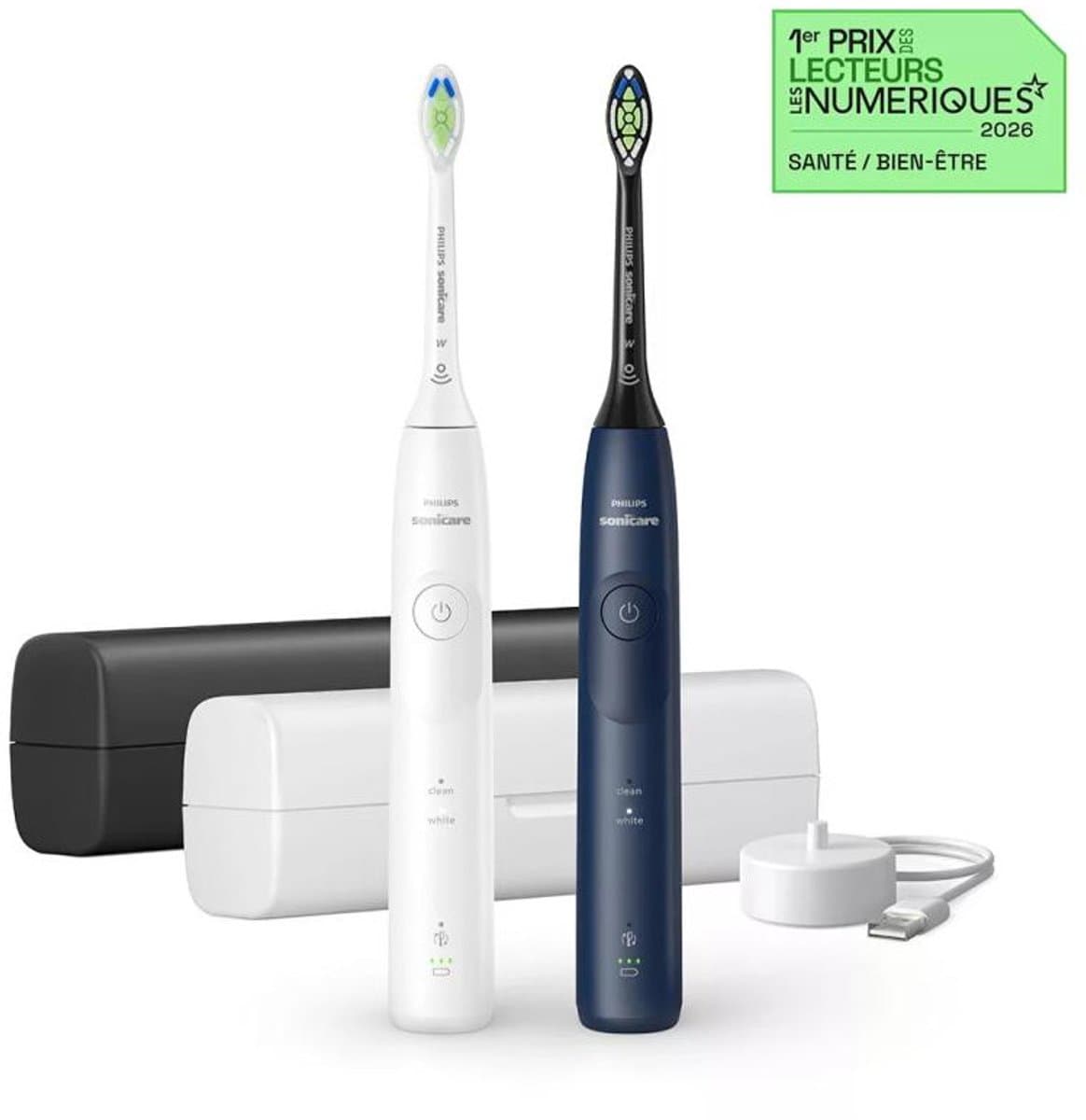 Philips Sonicare 5500 Series - Elektrische Tandenborstels - Wit & Blauw Duopack – 2 Reisetuis - Wittere tanden - HX7119/01 thumbnail 6
