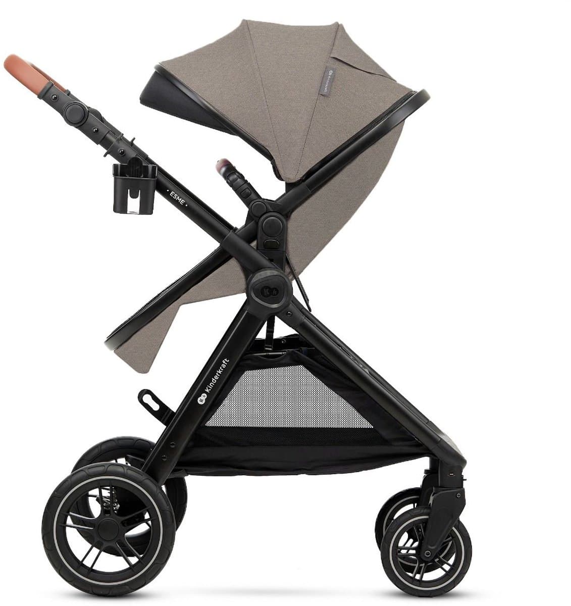 Kinderkraft ESME PRO 3-in-1 Kinderwagen – Beigekleurige multifunctionele combi met reiswieg, wandelwagen en autostoel - Beige thumbnail 4