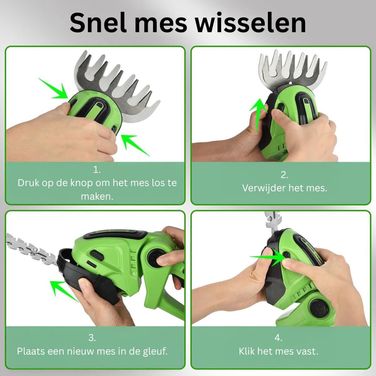 NBAP® Buxusschaar met Accu - Heggenschaar - Mini Kettingzaag - Groen thumbnail 2