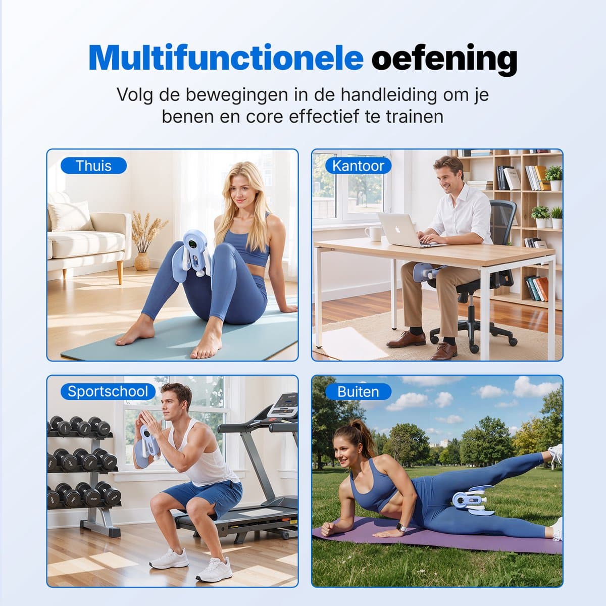 MERACH Bekkenbodemtrainer vrouw - dijbeentrainer, beentrainer - postnataal herstel - Compact - draagbaar - Voor mannen en vrouwen - blauw thumbnail 6