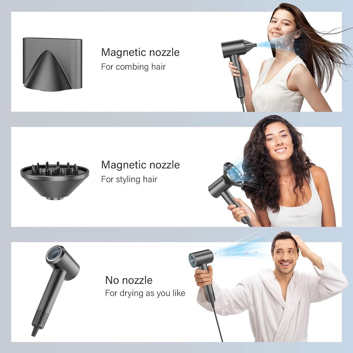 Vendoria Haardroger – Professionele Salonföhn met BLDC Motor – 110000 RPM – Sneldrogend – Ionische Technologie – Constante Temperatuur - Grijs thumbnail 2