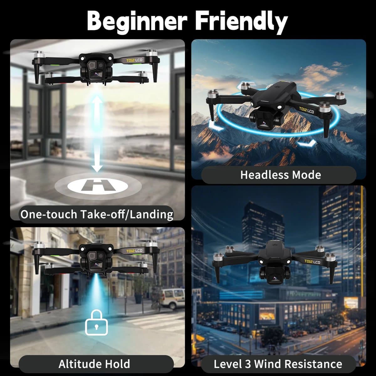 LeeuwenChoice® P1 Pro Camera Drone - Met LCD-scherm - RC Optische Stroompositionering - Quadcopter - Voor Beginners - Met Afstandbediening thumbnail 2