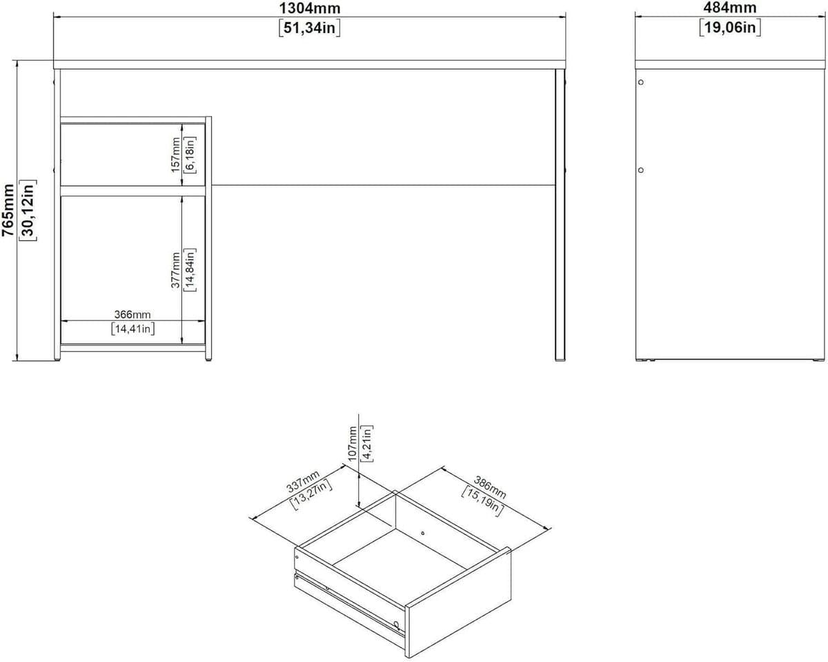Bureau Hoekbureau - Werkstation Tafel - Thuiswerken Studeren - Ruimtebesparend Design - 130 x 48 x 77 cm - Eiken Zwart thumbnail 4