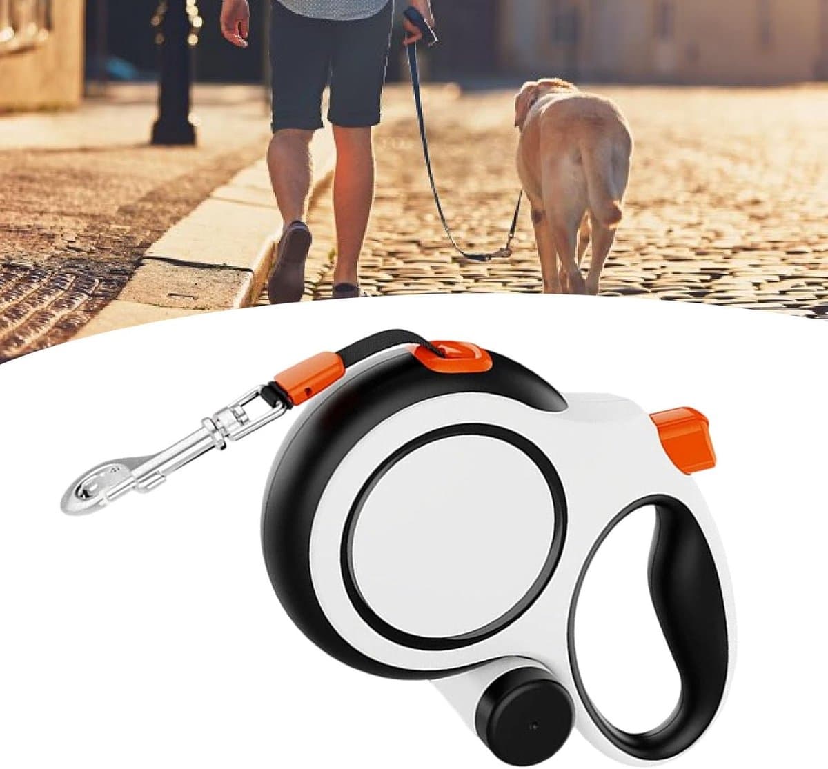 Intrekbare Hondenriem - Rolriem Hond - Veilig Wandelen - 360° Anti-kronkel - 8 Meter Lengte - Wit thumbnail 6
