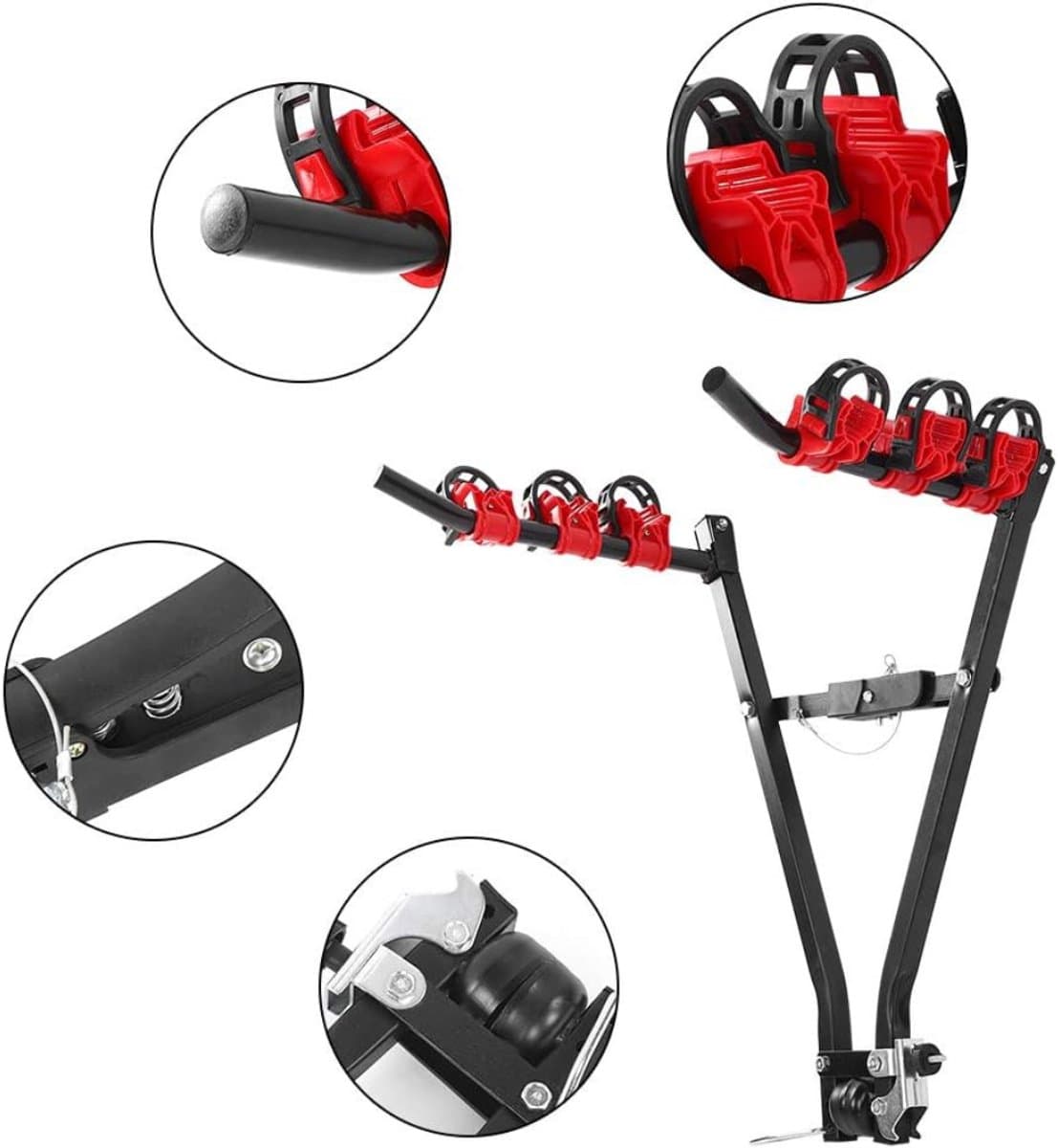 SAVI® Fietsendrager Elektrische Fiets - Fietsendrager - Fietsendrager met Spanband - 3 Fietsen - Geen Trekhaak - Zwart/Rood - 72cm x 23cm x 12cm thumbnail 6