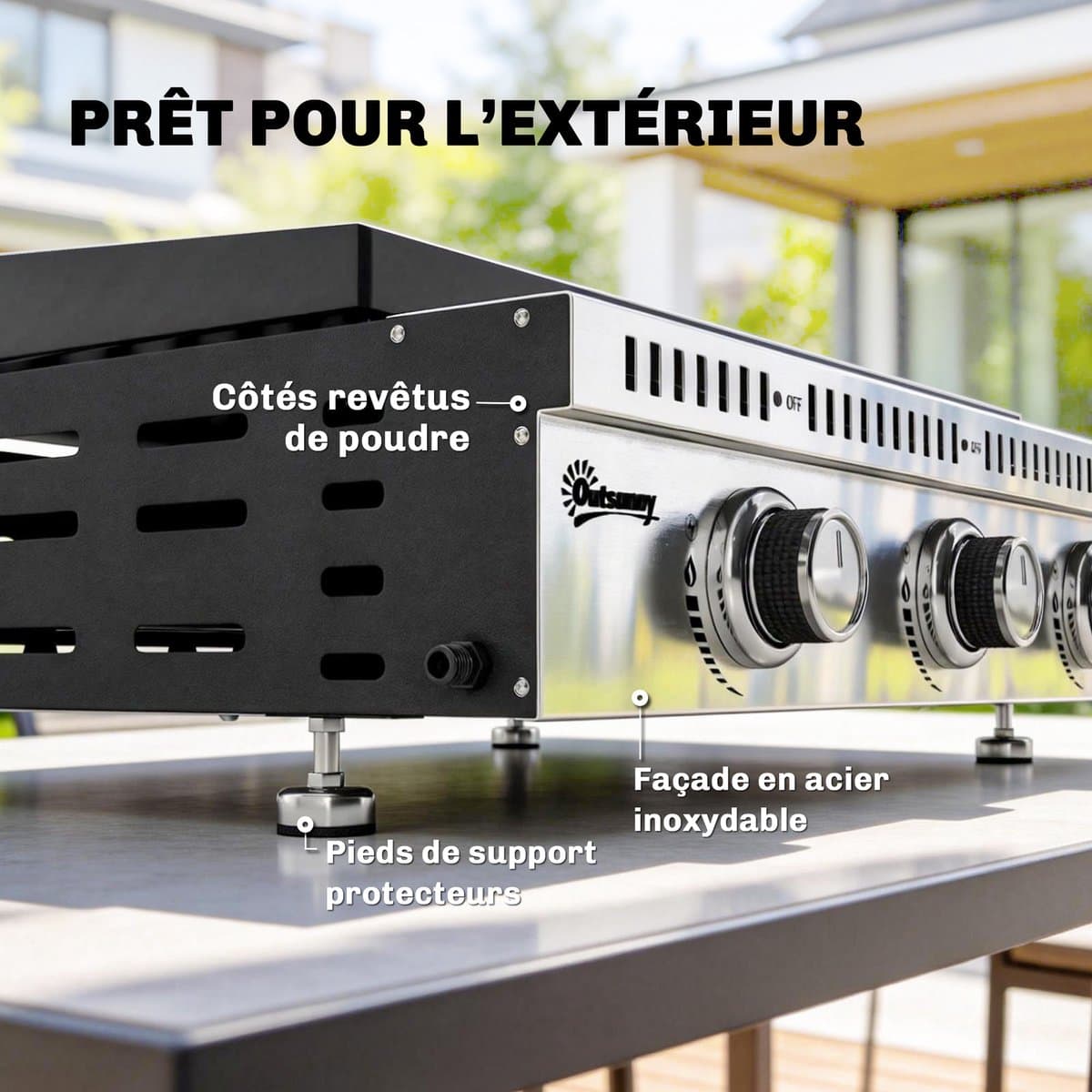 Outsunny Gasgrill - Roestvrij staal, metaal - 62 x 49 x 23 cm - Zwart thumbnail 2