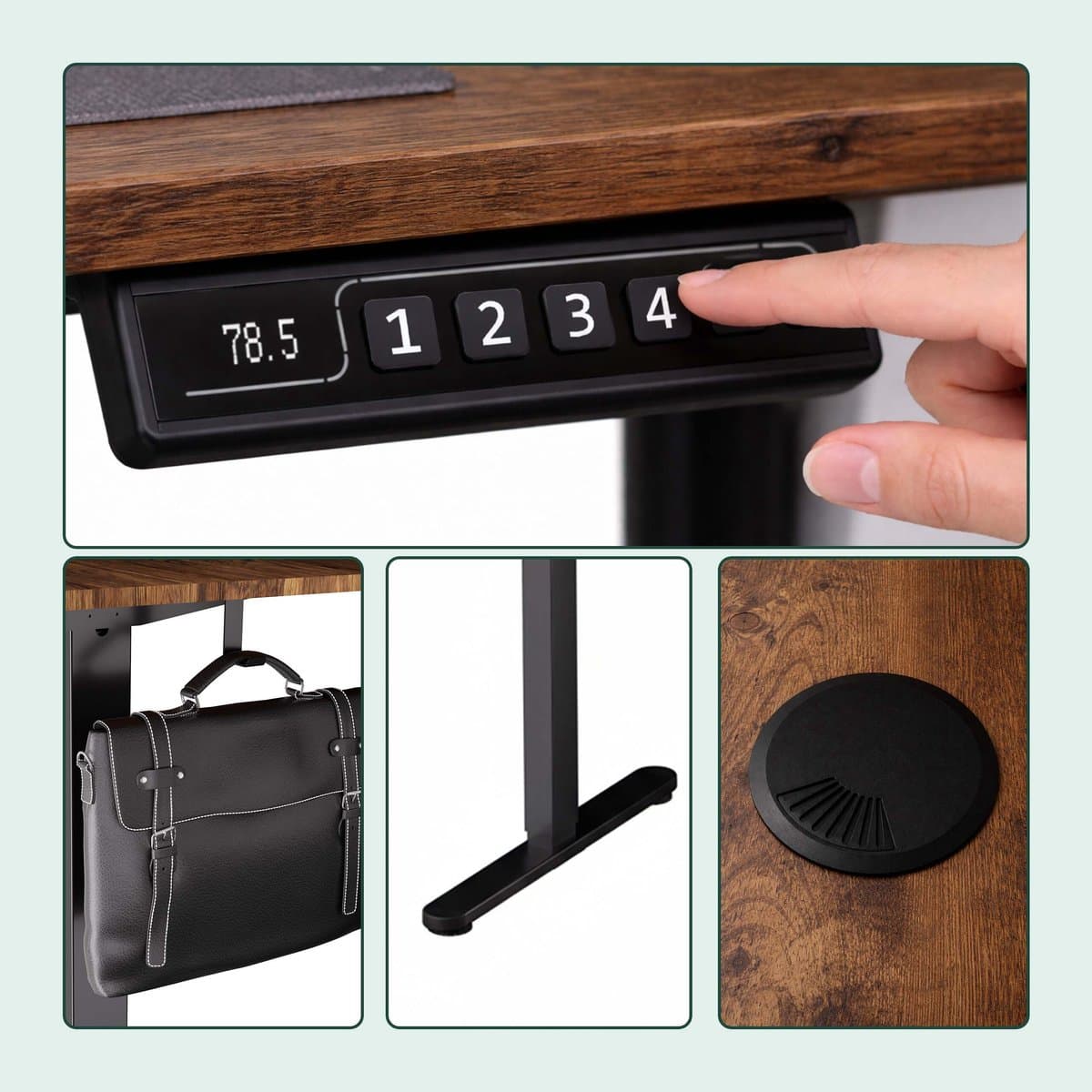 Zit sta bureau - 140 x 60 cm - hoogte verstelbaar - bruin-zwart thumbnail 3