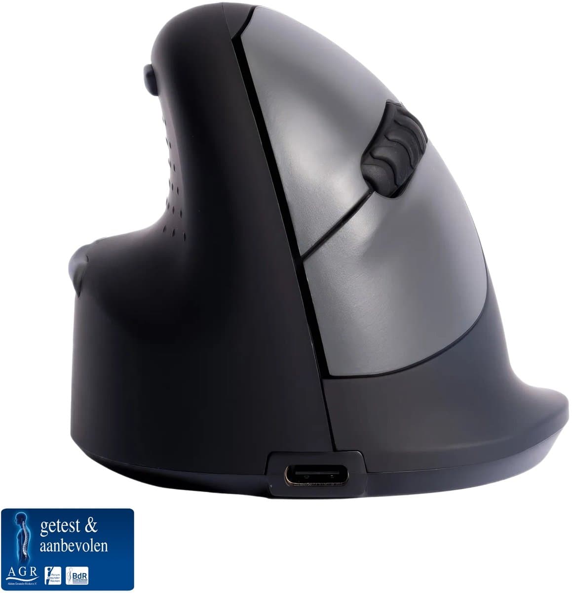 R-Go HE - Ergonomische Verticale Muis - Bluetooth - Break Software - Linkshandig - Draadloos - Zwart