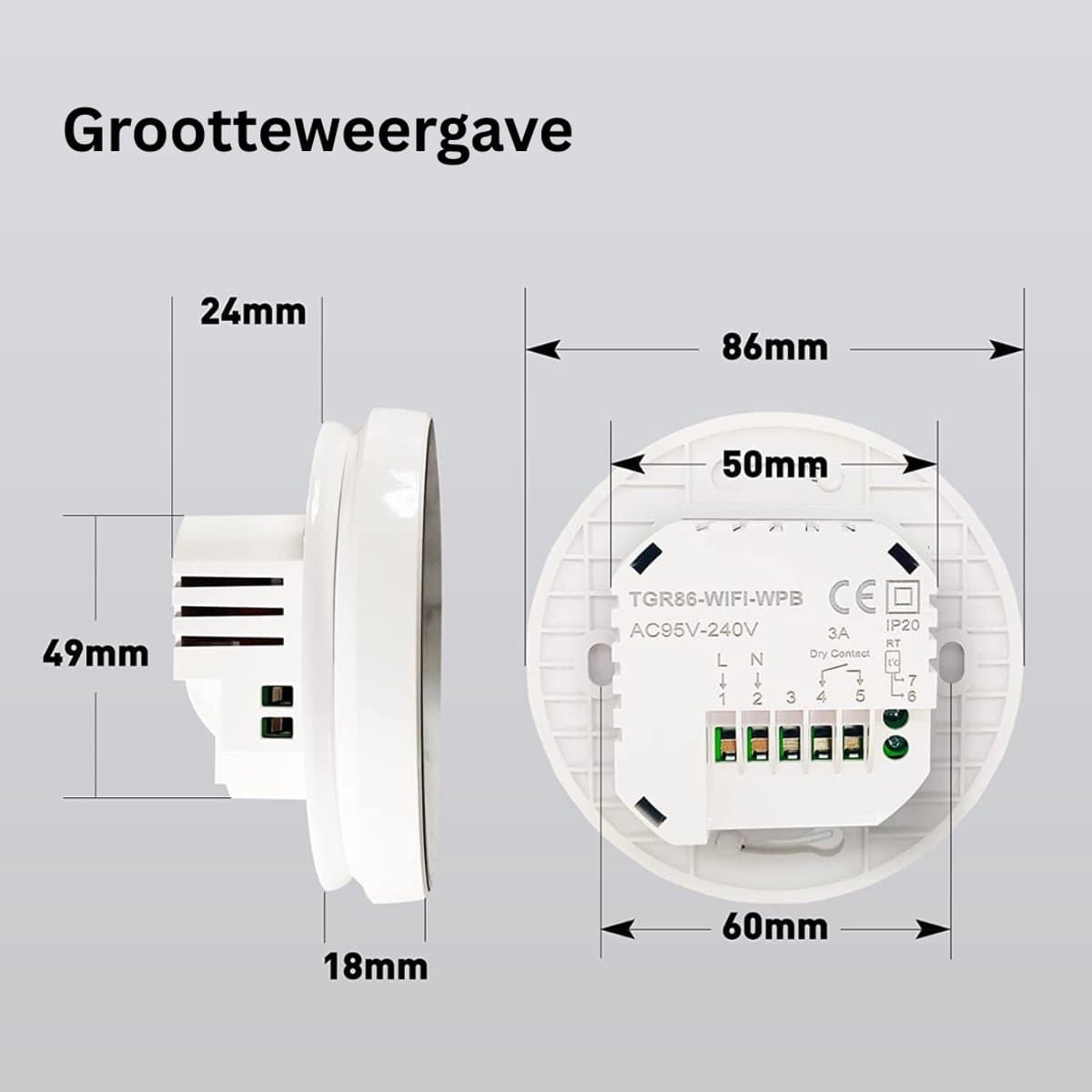NBAP® Thermostaat voor cv - Draadloos met Wifi - Met App - Wit thumbnail 6