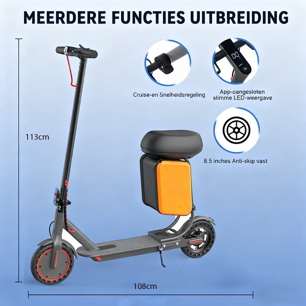 AOVOPRO LP60XB Elektrische Step met Zadel – 250W Motor – 25 km/u – App-bediening thumbnail 4