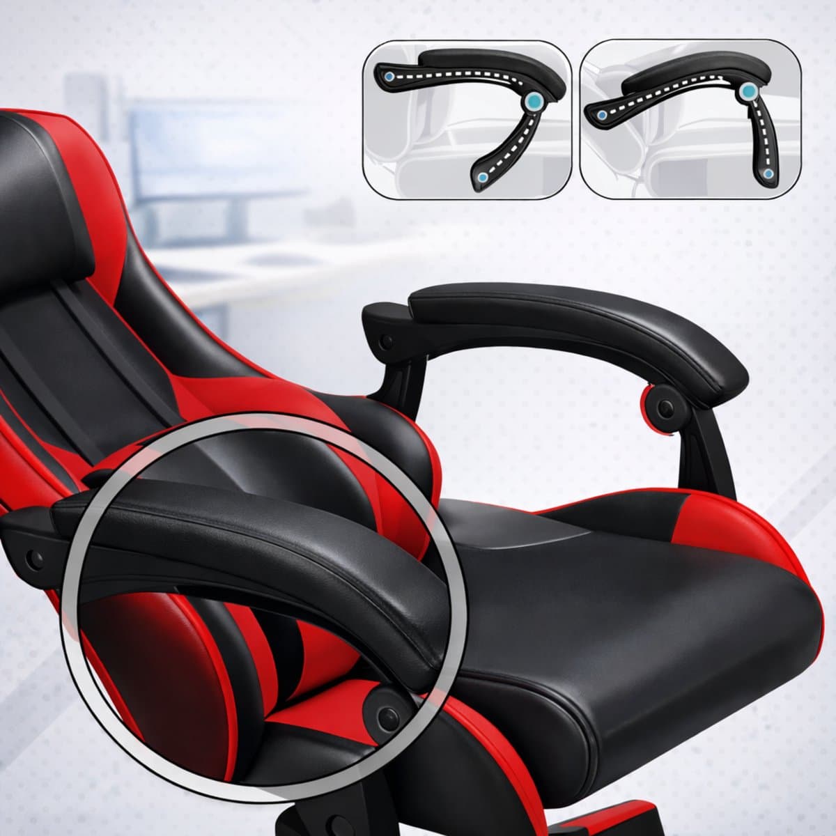 Bayt Gamestoel - Gaming chair - Gamingstoel - Comfort gamer stoel - Zwart en rood thumbnail 6