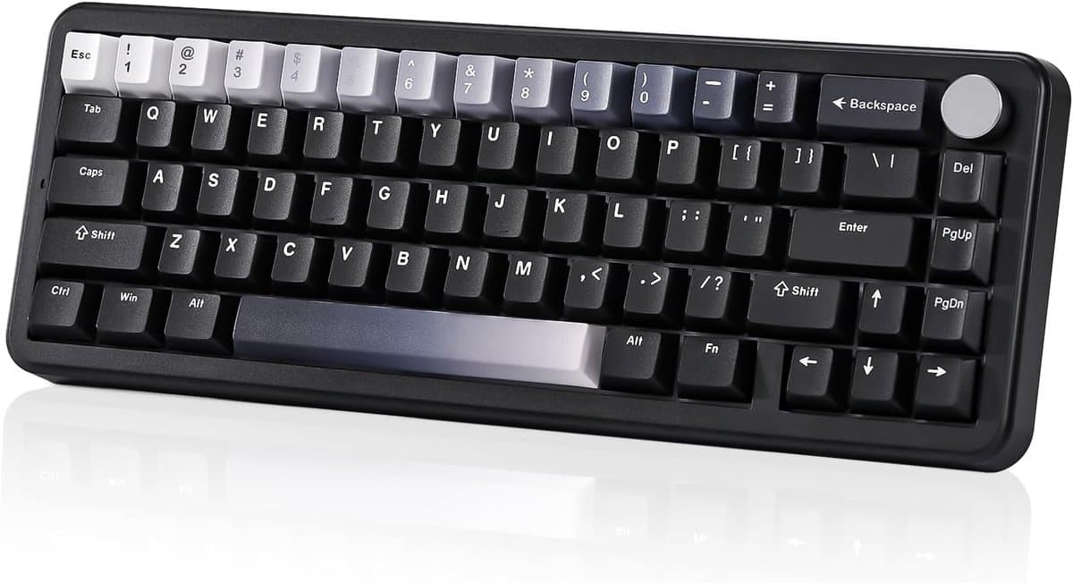 YUNZII B68 - Mechanisch Gaming Toetsenbord - RGB Verlichting - 65% Layout - Hot-Swappable - Cherry Profile - PBT Keycaps - Draadloos - Zwart