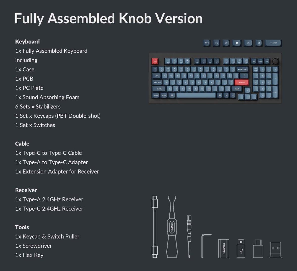 Keychron V5 Max toetsenbord Universeel RF-draadloos + Bluetooth Zwart, Grijs thumbnail 6