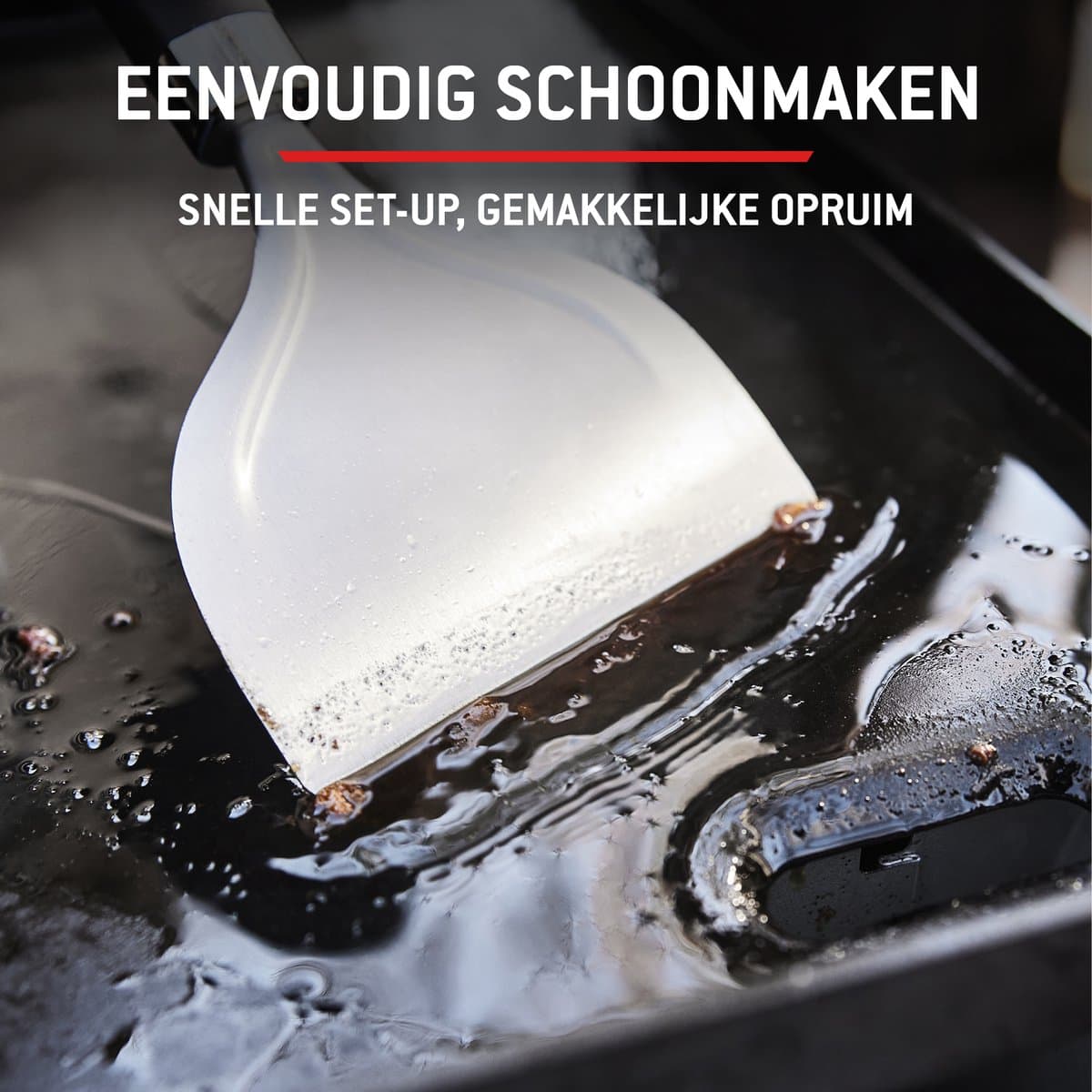 Weber Slate Plancha - 56 cm Bakplaat - Gasbarbecue - 2 Branders - Zwart - Verstelbare poten - Deksel voor bescherming - Bereikt tot 260 °C - Porselein geëmailleerde bakplaat met anti-aanbaklaag thumbnail 5
