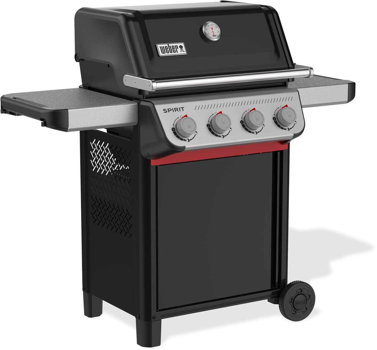 Weber Spirit E-410 - Gasbarbecue - Zwart - 4 Branders met 8,2 kW vermogen - Porselein geëmailleerde gietijzeren grillrooster - 2 Zijtafels - 2 Duurzame wielen - Kast met deur thumbnail 4