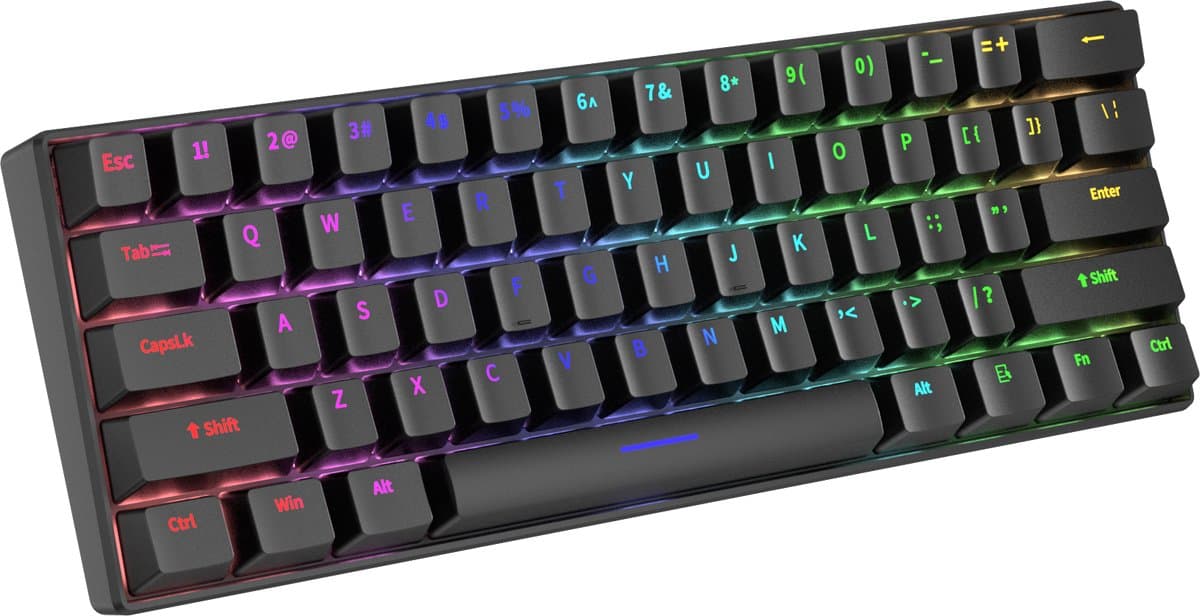 Furycube H61K - Mechanisch Gaming Toetsenbord - 61 Toetsen - Bedraad - RGB Verlichting - Soldeerbare Switches - Zwart thumbnail 5