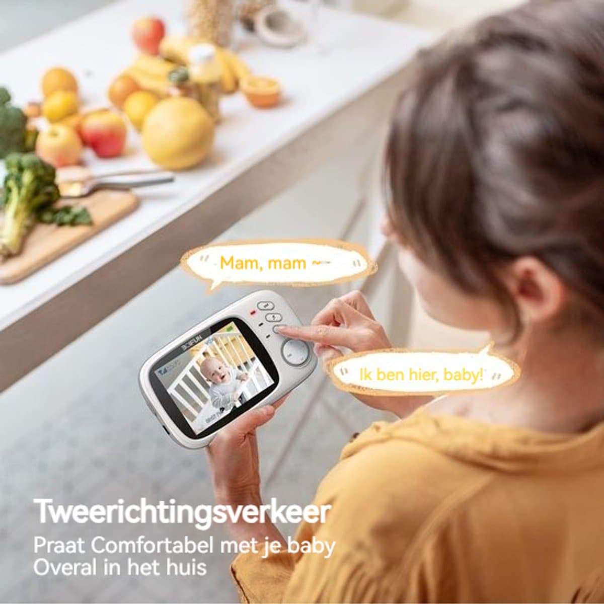 BOIFUN VB616 Babyfoon - Babyfoon met 2 Camera - Groot 4 Inch HD Baby Monitor - Video & Audio - met Slimme Functies - Baby Camera thumbnail 4