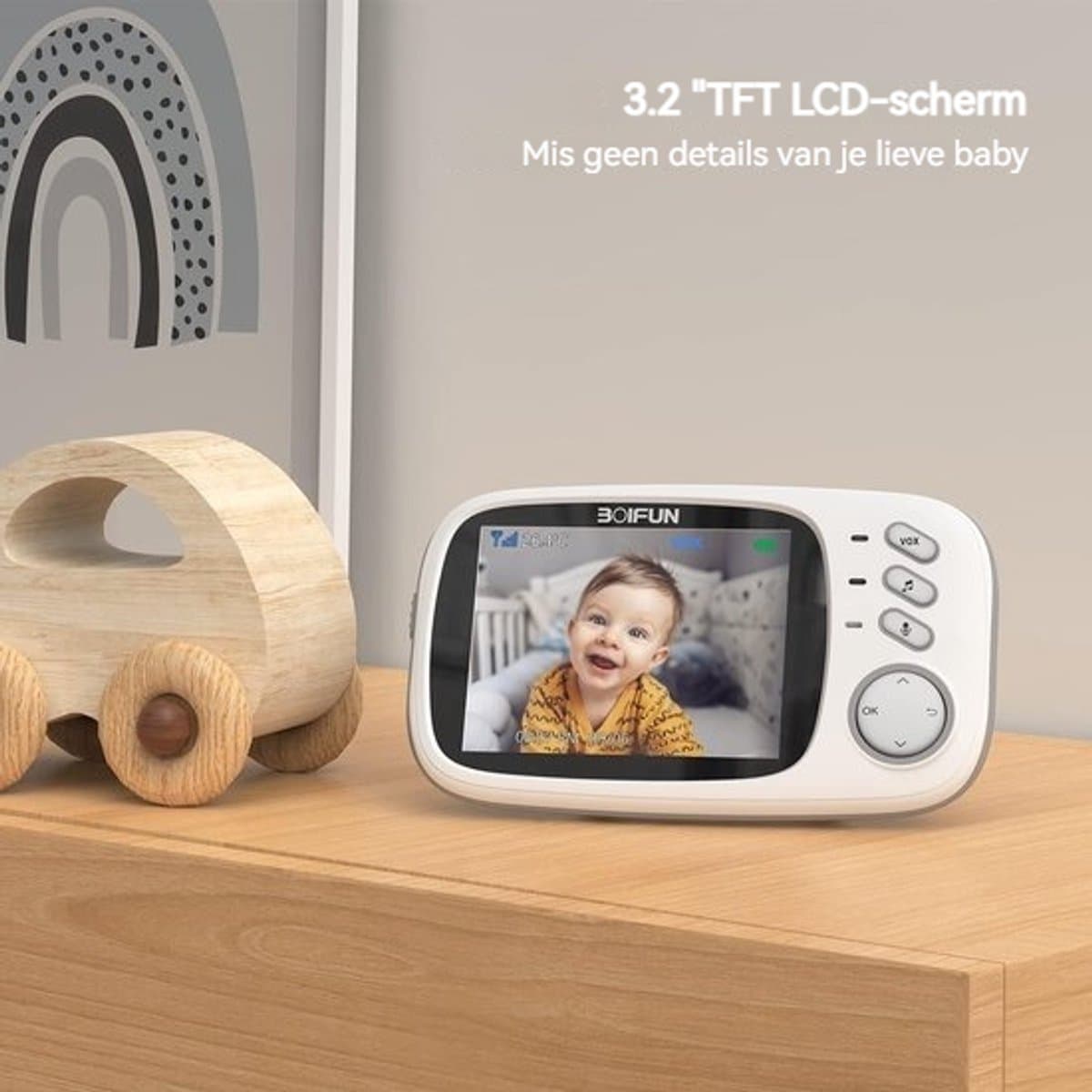 BOIFUN VB616 Babyfoon - Babyfoon met 2 Camera - Groot 4 Inch HD Baby Monitor - Video & Audio - met Slimme Functies - Baby Camera thumbnail 2