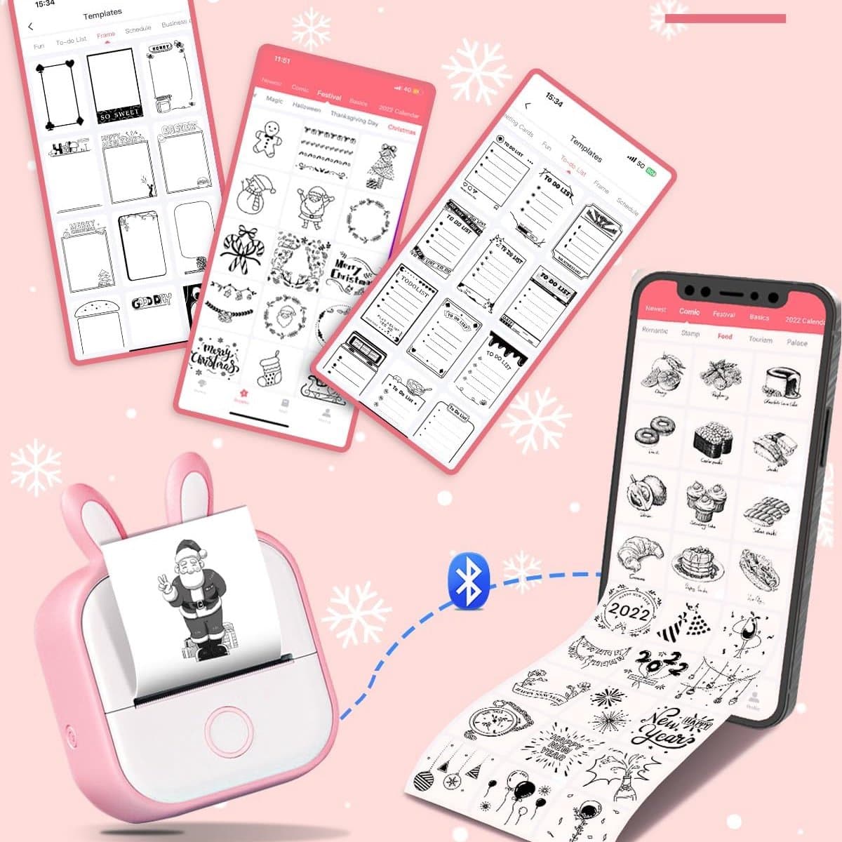 longziming -Roze Mini Labelprinter – Compacte Draagbare Stickerprinter voor Studie, Notities, Foto’s en Creatieve Projecten thumbnail 2