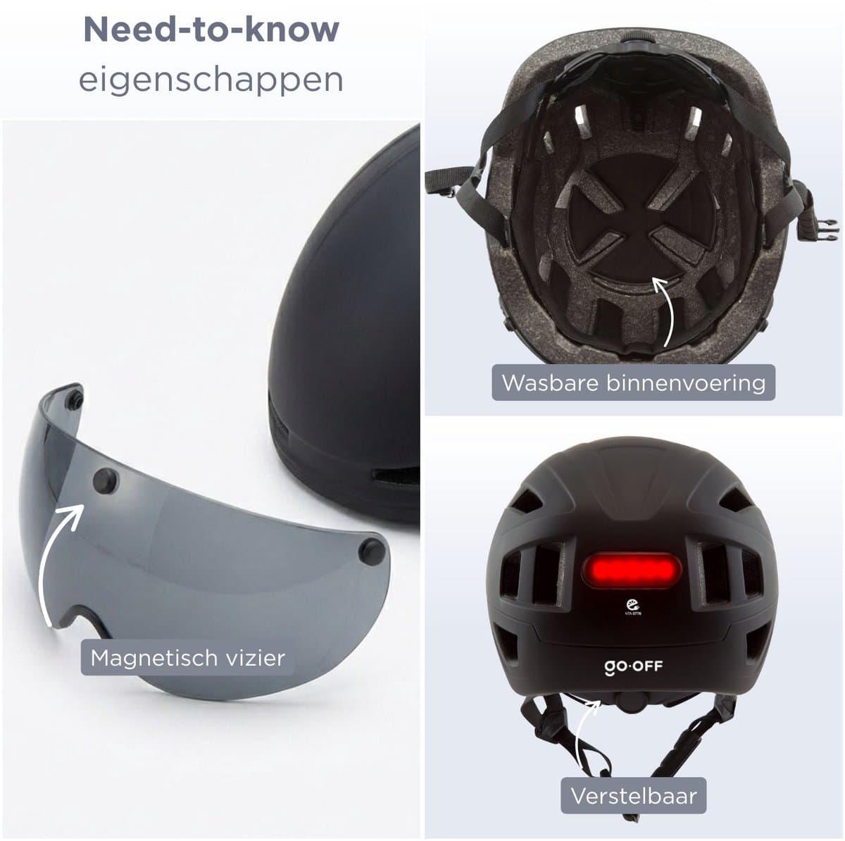 GOOFF® Pilot 3-in-1 Snorfiets Helm met Verlichting en Vizier - Speed Pedelec Fietshelm voor Volwassenen - NTA 8776 - Snorscooter Helm met LED Licht - Goedgekeurd voor Blauw Kenteken en E Bike - Dames en Heren - XL - Matblauw thumbnail 3