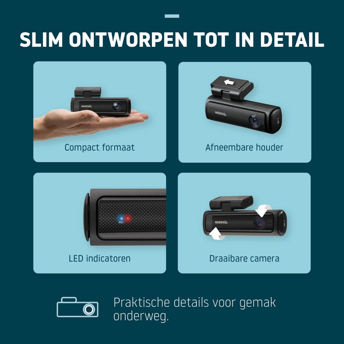 Nordväl DC202-2CH Dashcam – Incl. 256GB SD Kaart – 4K Ultra HD voor en 2K QHD achter – Wifi – GPS – Parkeermodus – Dashcam voor auto – Auto Camera thumbnail 3