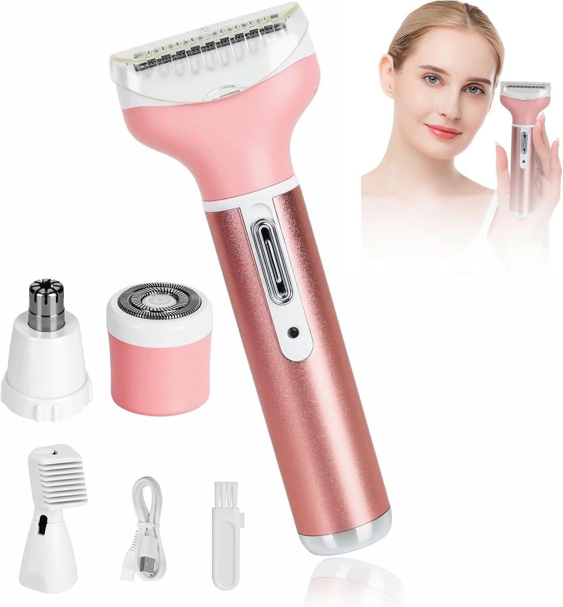 4-in-1 Gezichtsepilator Oplaadbaar – Gezicht, Oksel & Neus thumbnail 6
