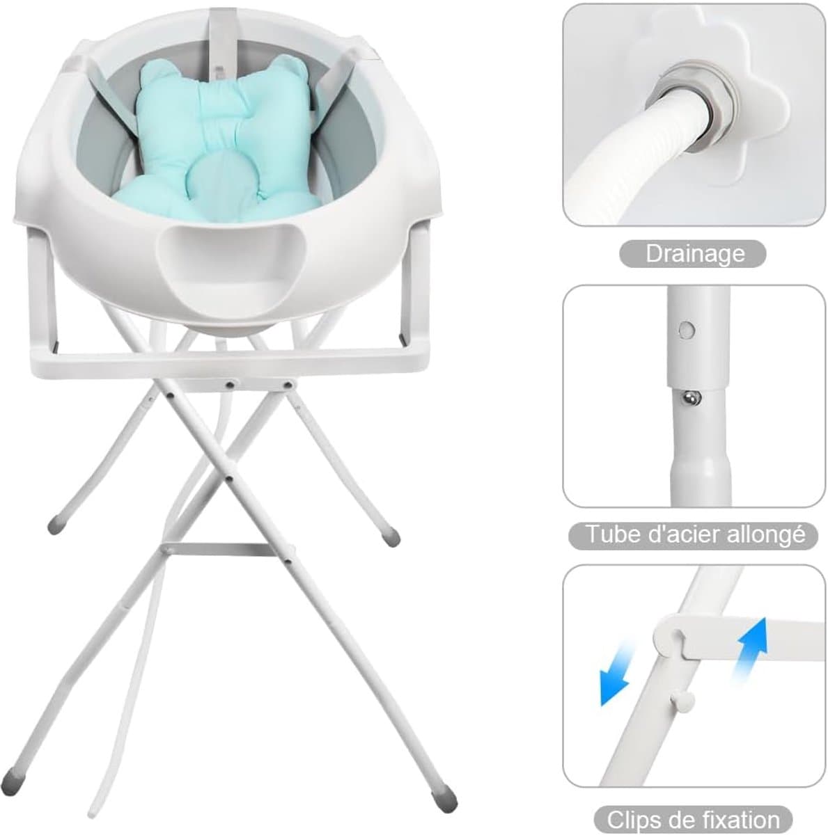 RFWR® Opvouwbare babybadkuip met standaard en geïntegreerd kussen voor optimaal comfort thumbnail 8