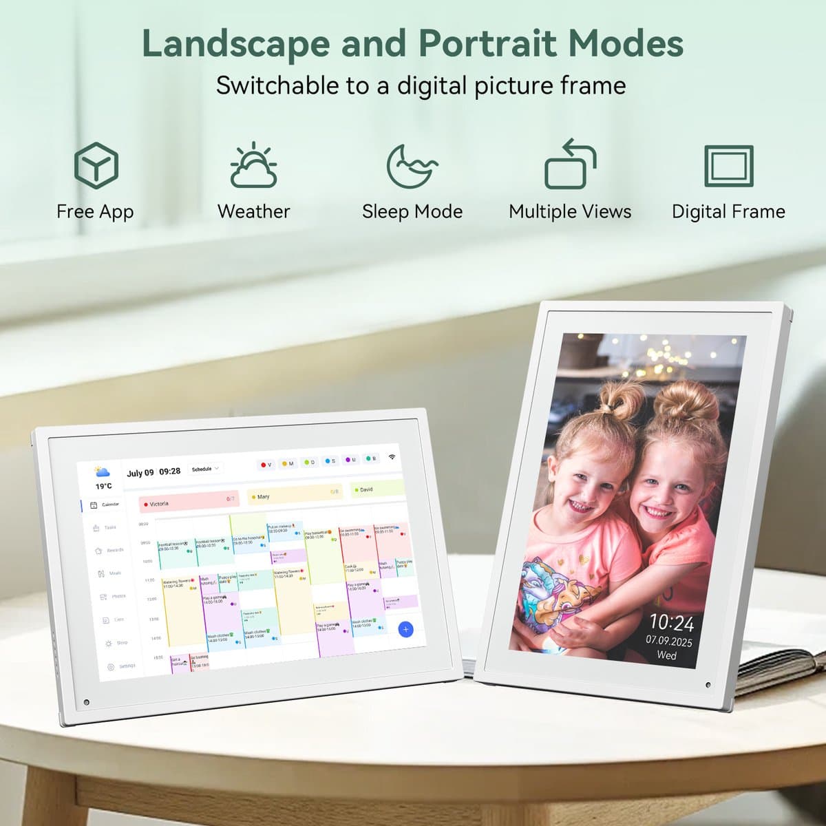 TABWEE P10 10,1" Digitale fotolijst WiFi- Smart Touchscreen - Digitale Fotolijst-Gezinsrooster & Takenlijst & Maaltijdplanner - Interactief Display met Bureaustandaard thumbnail 3