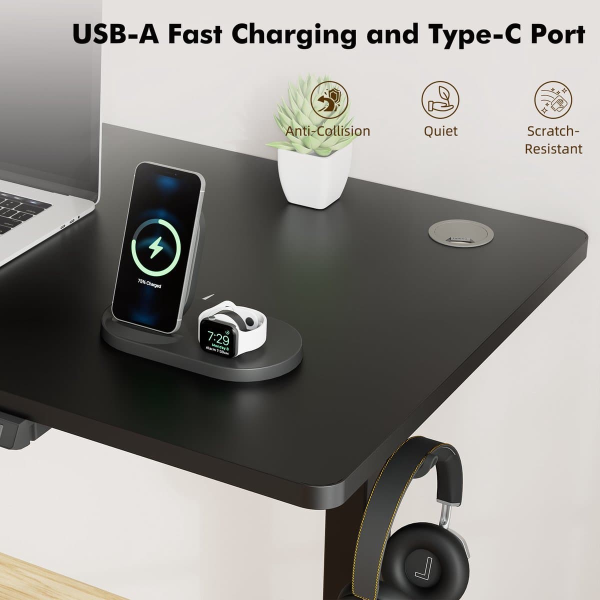 Zit-sta bureau 120 x 60 cm - Elektrisch verstelbaar - Anti-botsingstechnologie - USB-A/USB-C poorte thumbnail 3