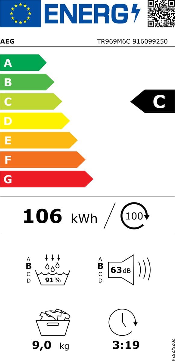 AEG TR969M6C EcoLine 9000 serie AbsoluteCare® Plus - Wasdroger - Warmtepomp Droger - 9 kg thumbnail 2