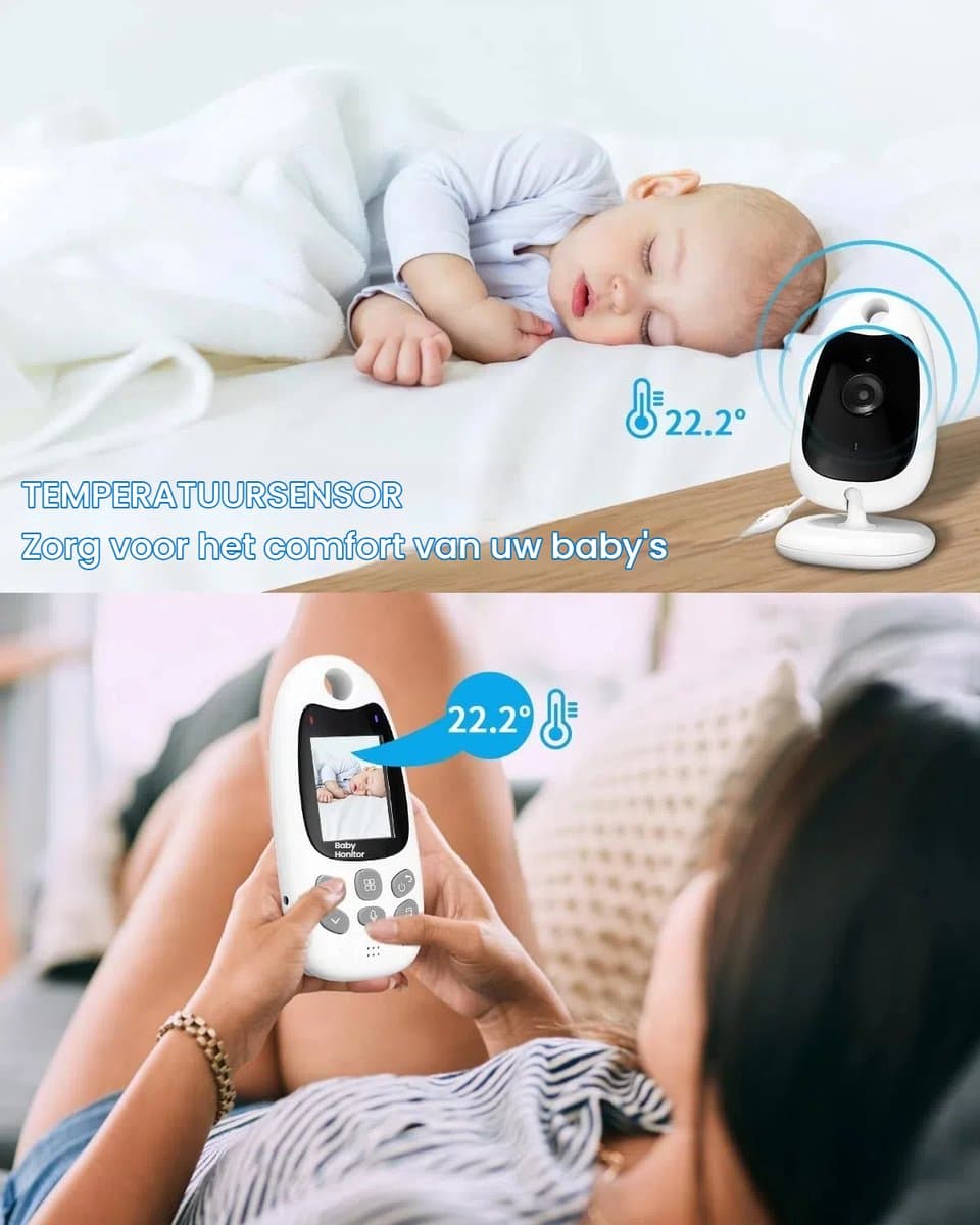 Draadloze Baby Monitor - Babyfoon met HD Camera - 2 inch LCD-scherm (176x220 pixels)-Babyfoon met camera zonder wifi - Compact & Privacyvriendelijk-Tweewegcommunicatie - Nachtzicht thumbnail 7