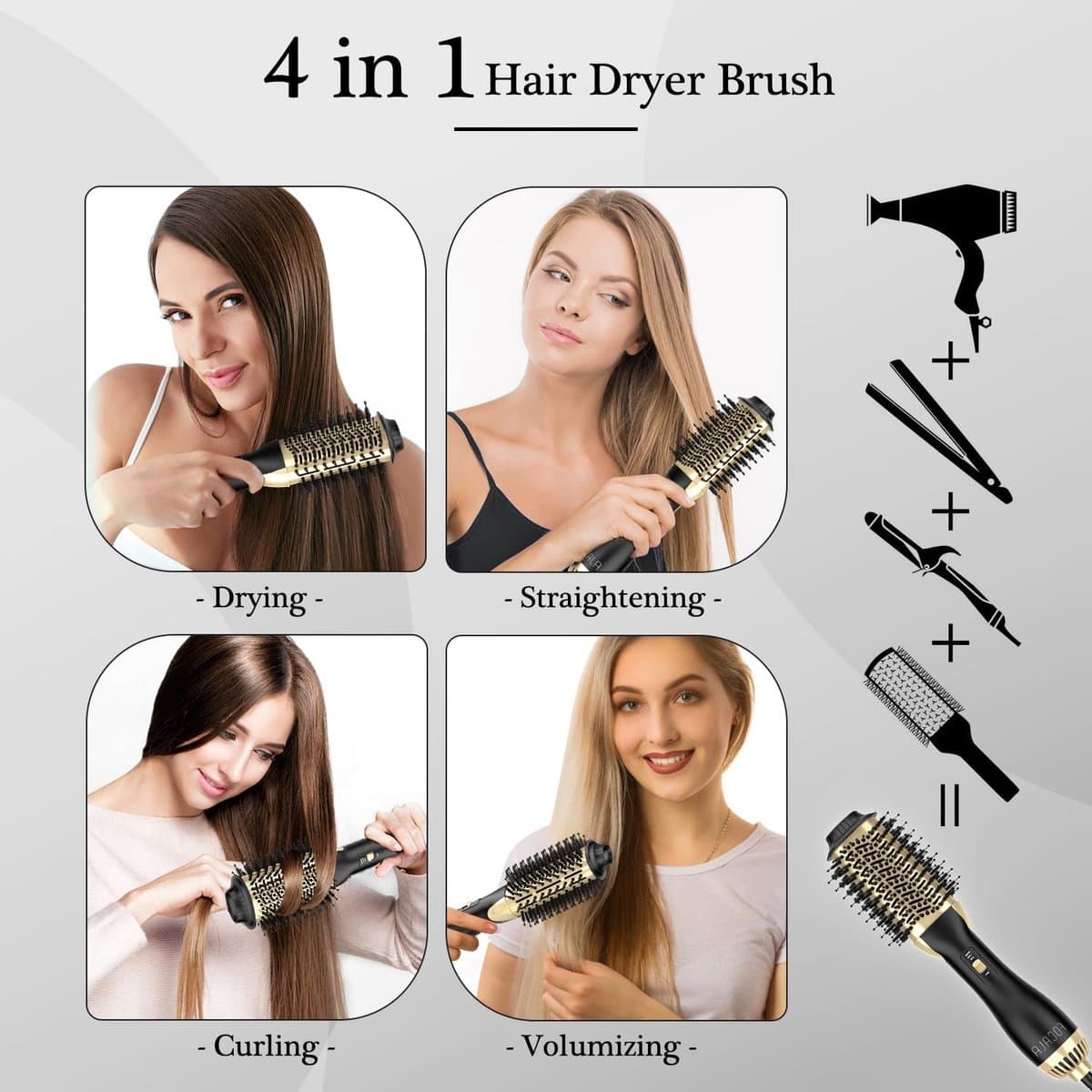 Föhnborstel Föhnborstel in één - One-Step Volumizer Styler en heteluchtborstel - Professionele haarstylingtool voor alle haartypen Negatieve ionenaansluiting Kam Rechte Rollen Dubbele Rollen Stick 3-in-1 thumbnail 5
